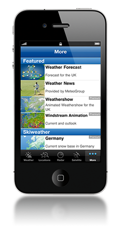 WeatherPro for iPhone - "More"-Button