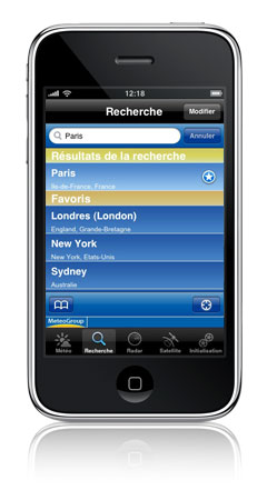 WeatherPro for iPhone - Recherche par ville