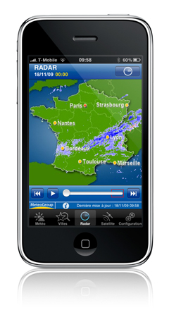 WeatherPro for iPhone - Images radar prévisionnelles