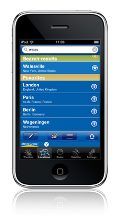 WeatherPro for iPhone – Locations and Favourites